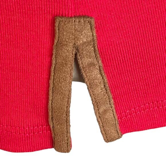 Lauren Ralph Lauren Red Knit Top Suede Contrast Details Size XL Fall Equestrian - Picture 5 of 7